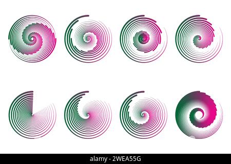 Cercles aléatoires concentriques avec des lignes dynamiques. Tourbillon circulaire vortex. Illustration de Vecteur