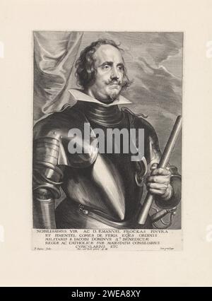 Portrait d'Emanuel Frockas, Comte de Feria, Paulus Ponce, d'après Anthony Van Dyck, 1616 - 1657 copies Anvers gravure sur papier armure Banque D'Images