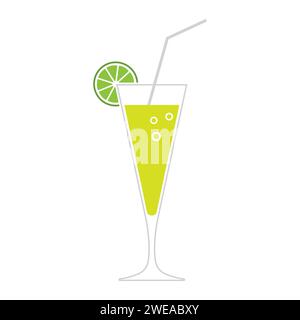 Verre de limonade avec Une illustration vectorielle demi-tranchée de citron Illustration de Vecteur