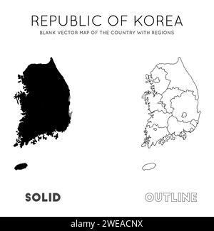 Carte Corée du Sud. Carte vectorielle vierge du pays avec les régions. Frontières de la Corée du Sud pour votre infographie. Illustration vectorielle. Illustration de Vecteur