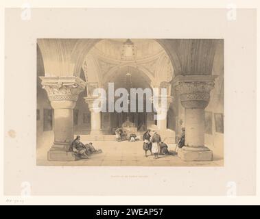 Chapelle Sainte-Hélène à Jérusalem, François Stroobant, d'après Louis Haghe, 1852 print papier bruxellois pièces de l'intérieur de l'église : chapelle. impératrice Hélène, mère de Constantin le Grand ; attributs possibles : modèle d'église, couronne (royale), couronne d'épines, croix, trois clous église Sainte tombe Banque D'Images