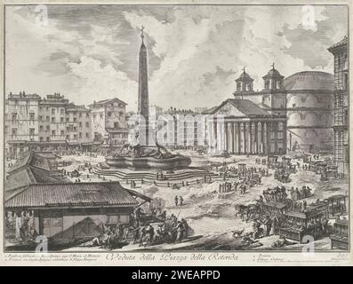 Piazza della Rotonda te Rome, Giovanni Battista Piranesi, 1748 - 1778 imprimer vue de la Piazza della Rotonda à Rome avec le Panthéon et la Fontana del Panthéon. Titre et liste explicative des chansons dans STUDMARGE. Rome papier gravure carré, place, cirque, etc. église (extérieur). parties de l'extérieur de l'église et annexes : façade. Fontaine ornementale Rome. Rotonda Square. Panthéon. Fontaine du Panthéon Banque D'Images