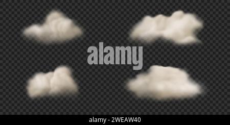 Ensemble de nuages de coton réalistes. Icônes vectorielles. Illustration de Vecteur