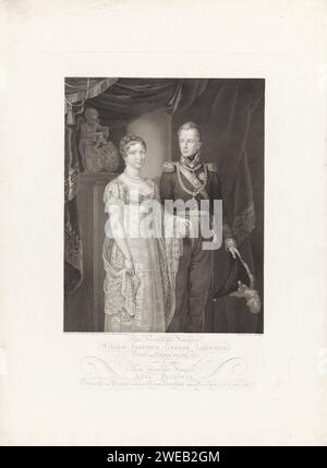 Portrait de Willem II et Anna Paulowna Romanowa, Roi et Reine des pays-Bas, Philippus Velijn, d'après Jan Willem Pieneman, 1816 - 1836 imprimer pays-Bas gravure sur papier / gravure Banque D'Images