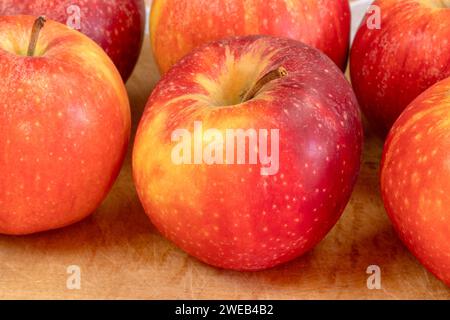 plusieurs pommes rouges et jaunes, gros plan Banque D'Images