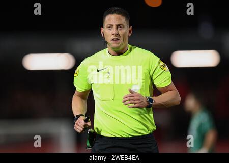 Almere, pays-Bas. 24 janvier 2024. ALMERE, 24-01-2024, Yanmar Stadium, saison 2023/2024, Dutch Eredivisie football.arbitre Jeroen Manschot pendant le match Almere City - Fortuna Sittard crédit : Pro Shots/Alamy Live News Banque D'Images