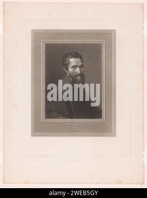 Portrait de Michel-Ange, Alphonse François, d'après Michel-Ange, 1846 imprimeur : Franceprinter : Parispublisher : Parispublisher : London papier gravure sur acier personnages historiques. portrait, autoportrait d'artiste Banque D'Images