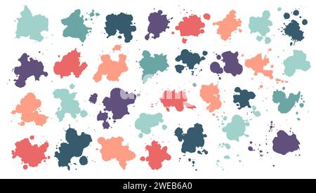 Grand ensemble de éclaboussures, taches et taches, icônes vectorielles Illustration de Vecteur
