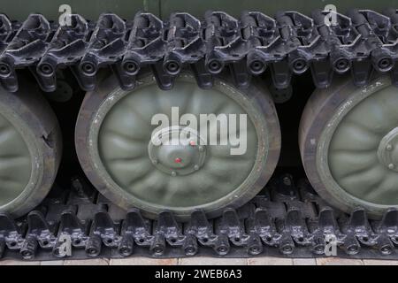 chenille de char russe avec roues. réservoir caterpillar Banque D'Images