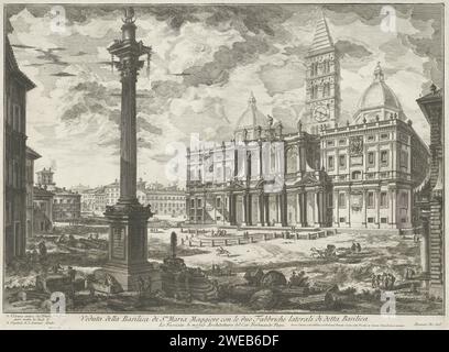 Santa Maria Maggiore te Rome, Giovanni Battista Piranesi, 1748 - 1778 imprimer vue de la Piazza di Santa Maria Maggiore à Rome avec la Santa Maria Maggiore et la Colonna della Pace. Titre et chansons explicatives en STUDMARGE. Rome papier gravure église (extérieur). Église catholique romaine. Colonne, pilier  architecture Rome. Santa Maria Maggiore. Piazza di Santa Maria Maggiore. Colonne paix Banque D'Images