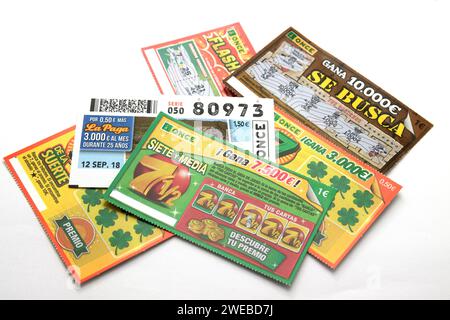 Image de quelques coupons de différents tirages de l'organisation pour les aveugles UNE FOIS (Espagne) Banque D'Images