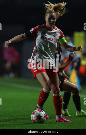 Rome, Italie. 24 janvier 2024. Rome, Italie 24.01.2024 : en action lors du match de football de l'UEFA Women's Champions League 2023-2024, phase de groupes C, entre L'AS Roma et le FC Bayern Munchen au stade Tre fontane à Rome. Crédit : Agence photo indépendante/Alamy Live News Banque D'Images