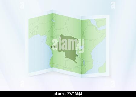 Carte de la RD Congo, papier plié avec carte de la RD Congo. Illustration vectorielle. Illustration de Vecteur