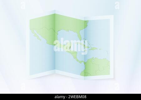 Carte du Belize, papier plié avec carte du Belize. Illustration vectorielle. Illustration de Vecteur