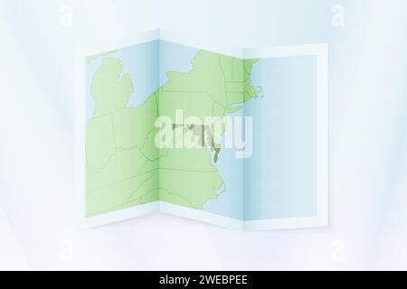 Carte du Maryland, papier plié avec carte du Maryland. Illustration vectorielle. Illustration de Vecteur