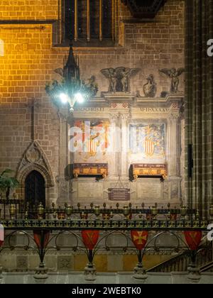 Tombes de Ramón Berenguer I et Almodis de la Marca, Cathédrale de Barcelone Banque D'Images