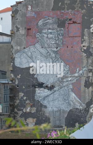 Rues colorées du Portugal ornées de Street art captivant, où chaque coin raconte une histoire unique. 🎨✨ #PortugalStreetArt #UrbanCanvas Banque D'Images