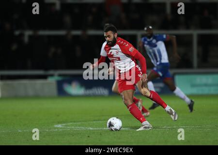 Alex Penny de Kidderminster Harriers en action lors du match de la Ligue nationale Vanarama entre Hartlepool United et Kidderminster Harriers au Victoria Park, Hartlepool, le mardi 23 janvier 2024. (Photo : Mark Fletcher | MI News) crédit : MI News & Sport / Alamy Live News Banque D'Images