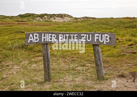 Note d'ici s'il vous plaît marcher, dans la réserve naturelle, Allemagne, Basse-Saxe, Norderney Banque D'Images