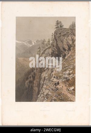 Promeneurs sur Bergpad près de Chamonix et du Mont blanc, Eugène Cicéri, imprimeur 1859 : Parisafter photo par : Parisprinter : Parispublisher : Parispublisher : chaîne de montagnes papier New York (ville), pics de neige (+ paysage avec figures, staffage). cabane, cabane, lodge. Route, chemin Chamonix Banque D'Images