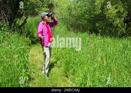 L'observation des oiseaux le long trail, de Rose Creek Préserver, Whitman County, Washington Banque D'Images