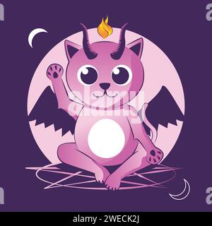 Mignon bébé chat Baphomet illustration Illustration de Vecteur