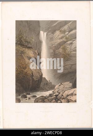 Vue de la cascade de Dard, Eugène Cicéri, imprimeur 1859 : Parisafter photo par : Parisprinter : Parispublisher : Parispublisher : cascade papier New York (ville) (+ paysage avec figures, staffage). Ravin, gouffre, abîme, canyon (+ paysage avec figures, staffage) Chamonix Banque D'Images
