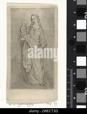 Vierge Marie et le Christkind, Theodoor Schaepkens, 1825 - 1883 papier gravure / Drypoint Madonna : i.e. Marie avec le Christ-enfant Banque D'Images