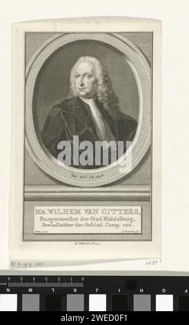 Portrait de Willem van Citters, Jacob Houbraken, d'après Jan Palthe, buste de Willem van Citters dans un ovale en 1760. Le portrait repose sur une plinthe sur laquelle son nom et son titre en trois lignes en néerlandais. Amsterdam gravure / gravure sur papier Banque D'Images