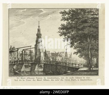 Vue du Montelbaanstoren à Amsterdam depuis le Oude Schans, Jacob Cats (1741-1799), 1770 print Amsterdam papier gravure Montelbaanstoren Banque D'Images