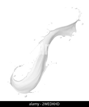 Éclaboussures de lait ou de liquide blanc isolées sur blanc Banque D'Images