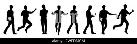 Silhouettes de Business man dans différentes poses. Illustration de Vecteur