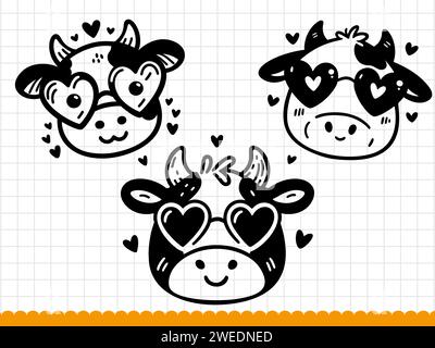 Mignon visage de gribouille de vache. Illustration vectorielle. Illustration de Vecteur