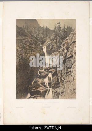 Vue de la cascade de Bérard, Eugène Cicéri, imprimeur 1859 : Parisprinter : Parispublisher : Parispublisher : New York (ville) ravin de papier, gouffre, abîme, canyon (+ paysage avec figures, staffage). Cascade (+ paysage avec figures, staffage) cascade de Bérard Banque D'Images