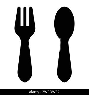 L'icône de restaurant de fourchette et cuillère est isolée sur fond blanc. Illustration vectorielle. Illustration de Vecteur