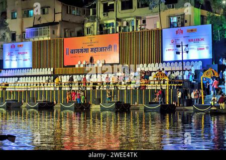 Festival Banganga, Festival Dev Diwali, Walkeshwar, Mumbai, Maharashtra, Inde, Asie Banque D'Images