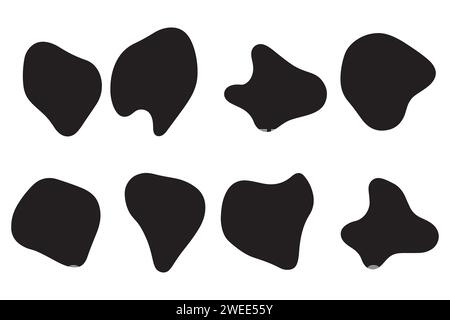 Aléatoire abstrait liquide organique noir irrégulier formes de buvard plat style design ensemble d'illustrations vectorielles fluides. Modèle de forme simple de bannière. Illustration de Vecteur