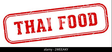 tampon alimentaire thaïlandais. timbre rectangulaire de nourriture thaïlandaise isolé sur fond blanc Illustration de Vecteur