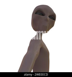 Alien isolé sur fond blanc. Banque D'Images