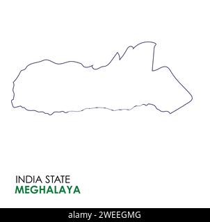 Carte Meghalaya de l'état indien. Illustration vectorielle de carte Meghalaya. Carte Meghalaya sur fond blanc. Illustration de Vecteur