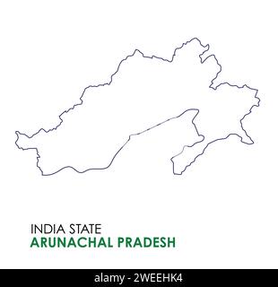 Carte de l'état indien de l'Arunachal Pradesh. Illustration de la carte Arunachal Pradesh Illustration de Vecteur