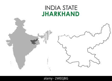 Jharkhand map of Indian state. Jharkhand map vector illustration. Jharkhand map on white background. Illustration de Vecteur