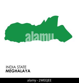 Carte Meghalaya de l'état indien. Illustration vectorielle de carte Meghalaya. Carte Meghalaya sur fond blanc. Illustration de Vecteur