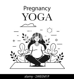 Carte de yoga prénatal avec femme enceinte faisant Illustration de Vecteur