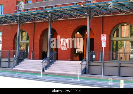 Bâtiment ADOBE (Adobe Systems Incorporated). Construit en 1905 (le Baker and Hamilton Building) situé au 601 Townsend Street, San Francisco, Californie Banque D'Images