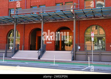 Bâtiment ADOBE (Adobe Systems Incorporated). Construit en 1905 (le Baker and Hamilton Building) situé au 601 Townsend Street, San Francisco, Californie Banque D'Images