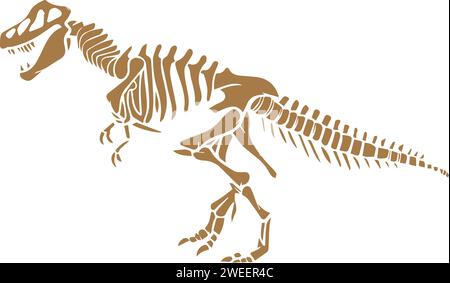 Icône de vecteur fossile squelette de dinosaure isolé sur fond blanc Illustration de Vecteur