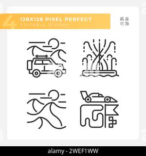 Visite touristique des icônes linéaires du tourisme de Dubaï ensemble Illustration de Vecteur