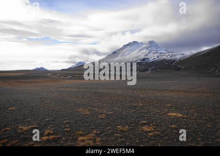 Vue depuis la rocade (route 1) à l'est du lac Myvatn dans le nord de l'Islande Banque D'Images
