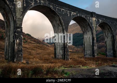 Gros plan du pont Glenfinnan en Écosse. Banque D'Images